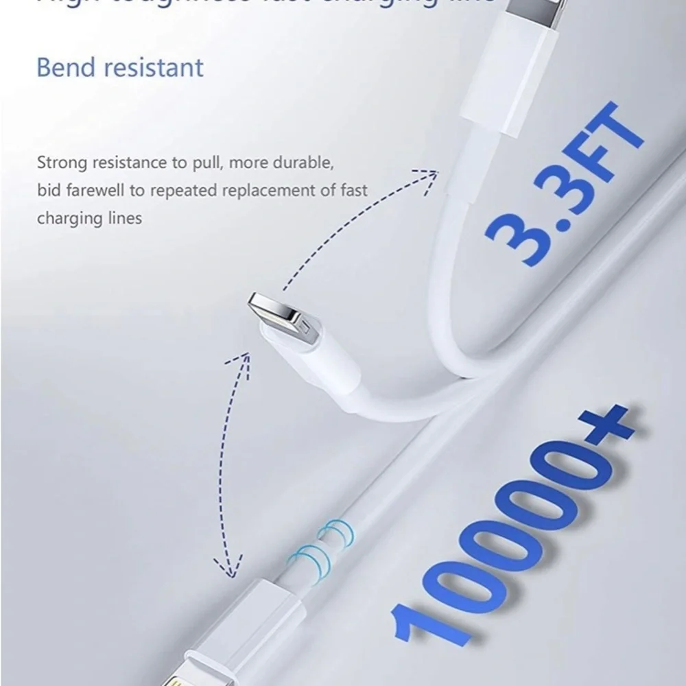 2 Pcs = 1 CHARGER USB CABLE 3F & 1 WALL CUBE iphone 9,10,11,12,13,14 15 pro max
